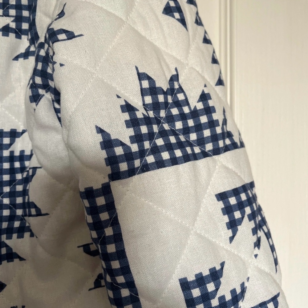 Caroline Constas White and Navy Gingham Cropped Blazer - Picture 5 of 8